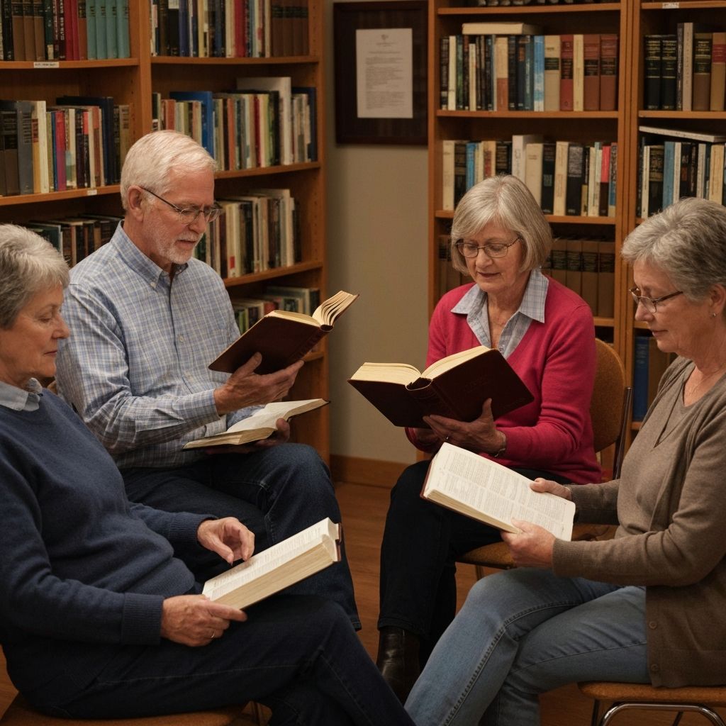 Bible study group gathered for Scripture discussion