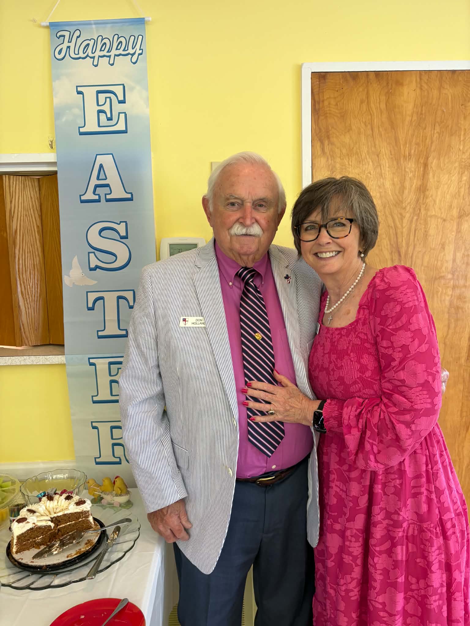 A couple dressed for Easter Sunday celebration